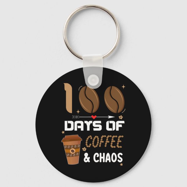 Chaveiro 100.º Dia De Professora Escolar 100 Dias De Café E (Frente)