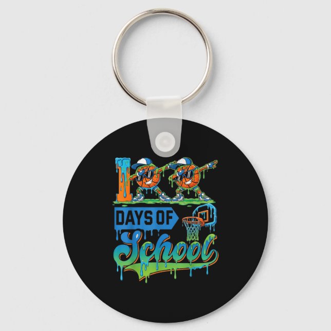 Chaveiro 100 Days Of School Boys Basketball Drip 100th Day  (Frente)
