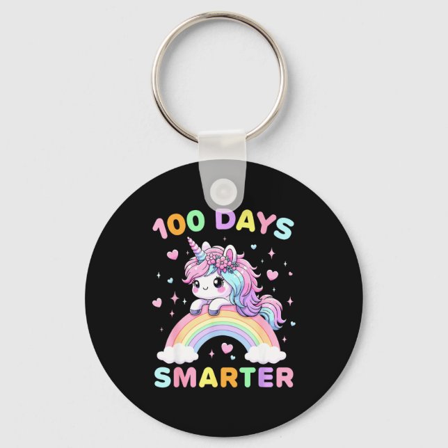 Chaveiro 100 Days Smarter Unicorrn 100th Day Of School Kids (Frente)