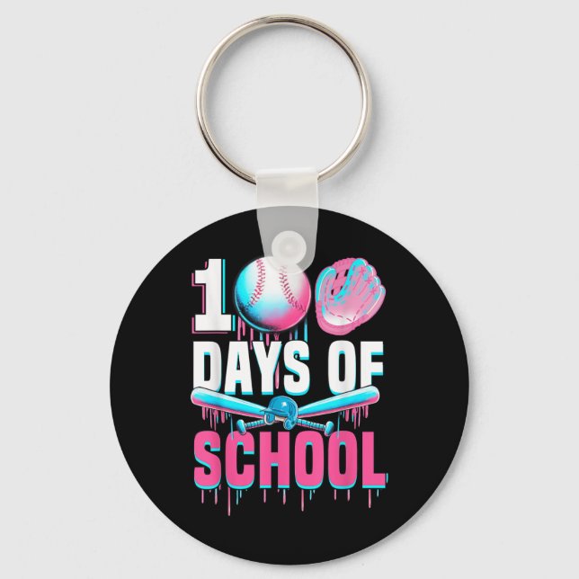Chaveiro 100 Dias De Bat De Beisebol Escolar 100º Dia De (Frente)