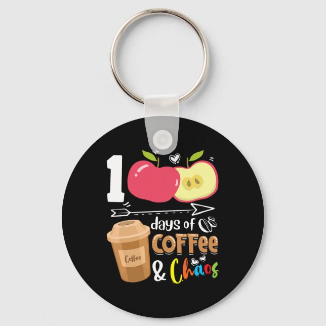 Chaveiro 100 dias de café, caos, 100 dias de escola (Frente)