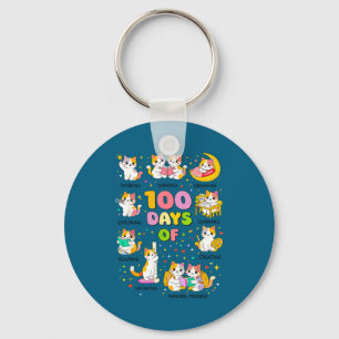 Chaveiro 100 dias de escola mais inteligente gatos fofos ga