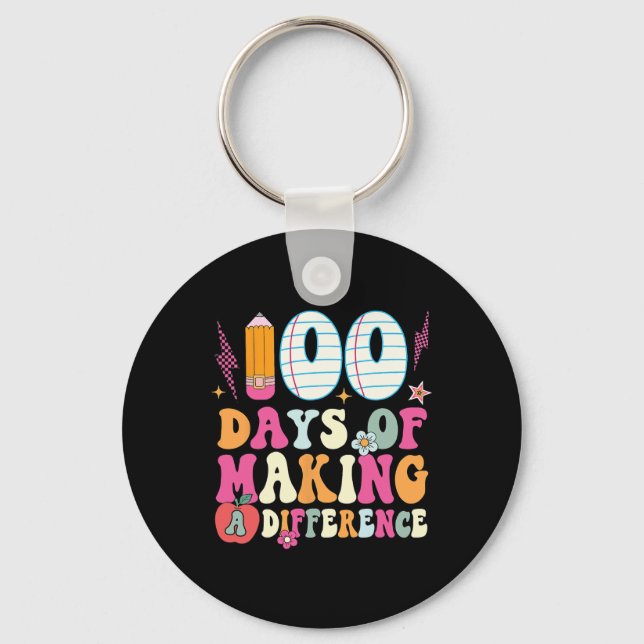 Chaveiro 100 Dias De Fazer Diferença 100º Dia De Ensino (Frente)