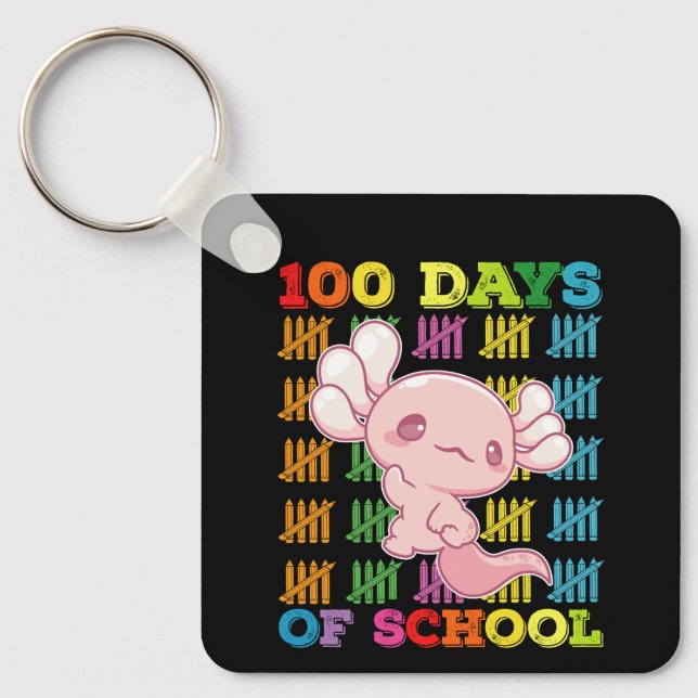 Chaveiro 100 Dias De Professora Axolotl Escolar (Frente)