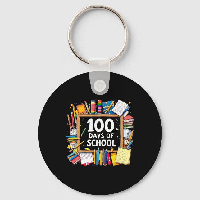 Chaveiro 100 Dias De Professores Crianças Felizes 100 Dias  (Frente)