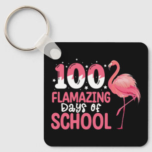 Chaveiro 100 Dias Flamazing de Escola Professor Flamingo