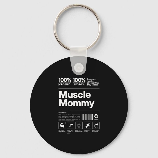 Chaveiro 100% Muscle Mommy - Bodybuilding Gym Fit - Design  (Frente)