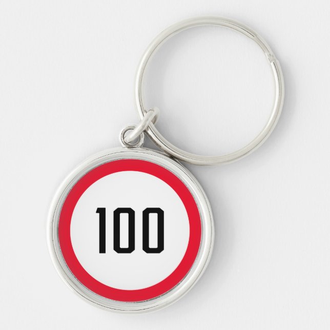Chaveiro 100 Sinal de velocidade circular de trânsito rodov (Frente)
