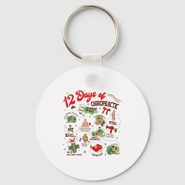Chaveiro 12 Days Of Chiropractic Christmas Chiropractor  (Frente)