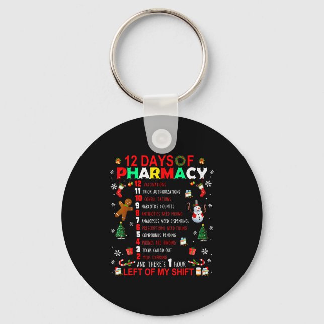 Chaveiro 12 Days Of Pharmacy Funny Christmas Pharmacist Tec (Frente)