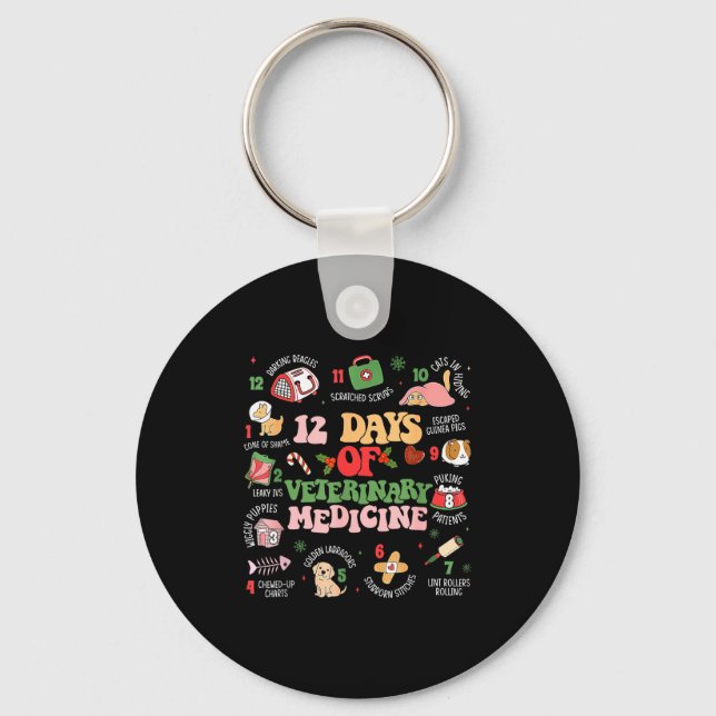 Chaveiro 12 Days Of Veterinary Medicine Funny Christmas Vet (Frente)