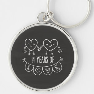 Chaveiro 14 Anniversário Gift Chalk Hearts
