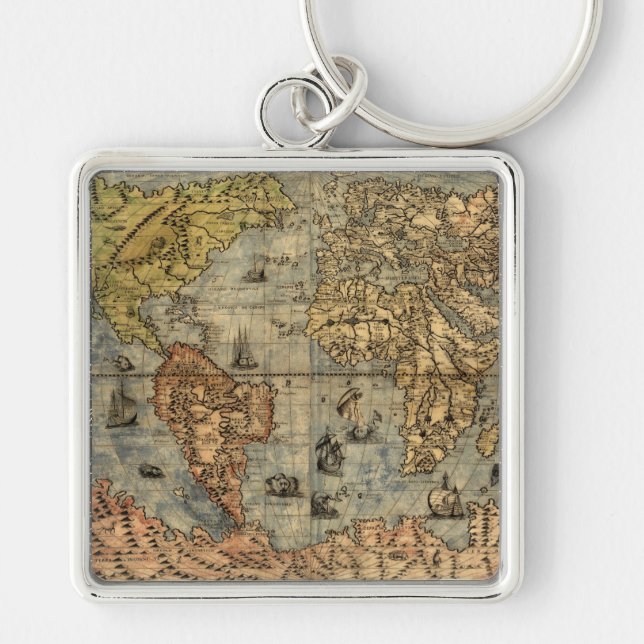 Chaveiro 1565 Forlani AntiquevMapa Renascentista Mundial (Frente)