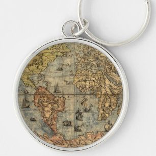 Chaveiro 1565 Mapa Antigo do Mundo de Forlani Cartografia V