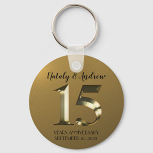 Chaveiro 15 de ouro Metálico Aniversário de Casamento