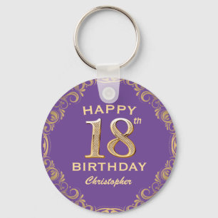 Chaveiro 18º Quadro de Festa de aniversário Roxo e Largura
