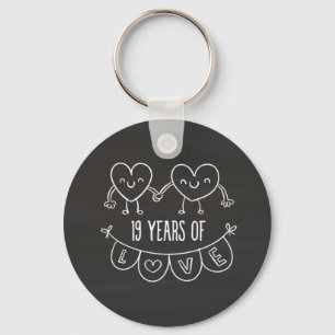 Chaveiro 19º aniversário do Gift Chalk Hearts