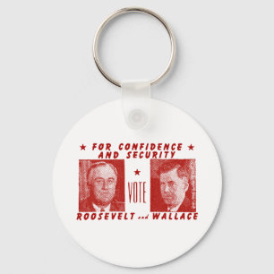 Chaveiro 1940 Vote Roosevelt + Wallace, vermelho