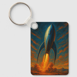 Chaveiro 1950s inspired rocket ship 