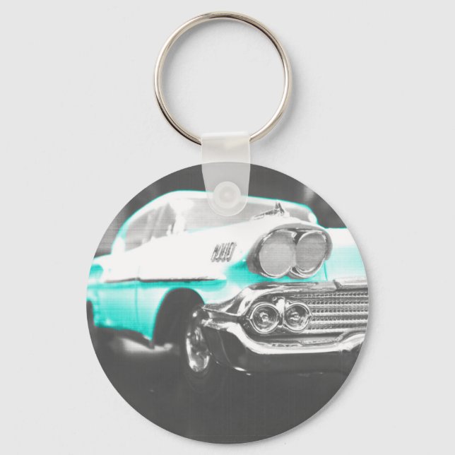 Chaveiro 1958 chevy impala azul brilhante carro clássico (Frente)