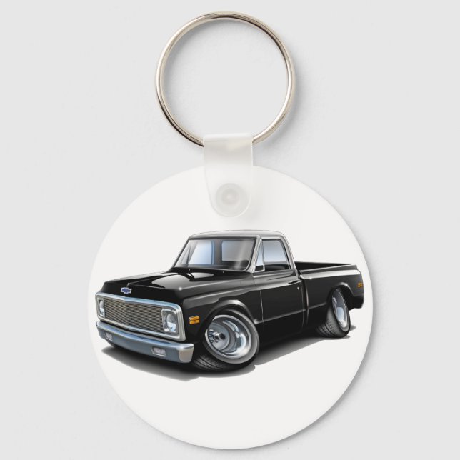 Chaveiro 1970-72 Chevy C10 Black-White Top Truck (Frente)