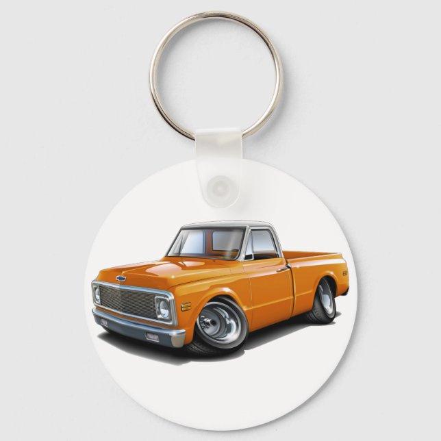 Chaveiro 1970-72 Chevy C10 — Caminhão Superior Laranja-Bran (Frente)