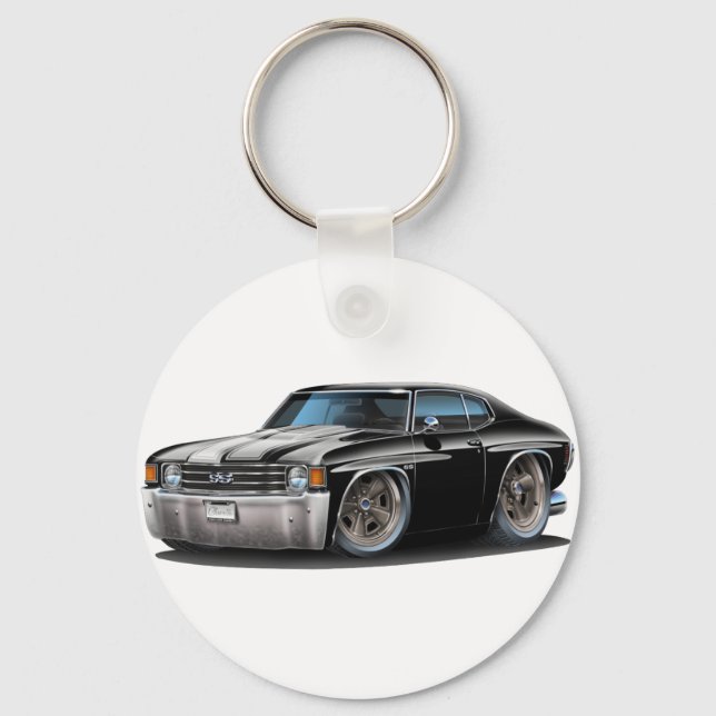 Chaveiro 1971-72 Carro Negro-Branco Chevelle (Frente)
