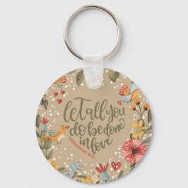 Chaveiro 1 Corinthians 16:14 Aves Boho Floral com Foto