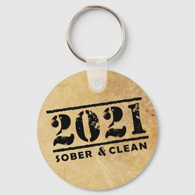 Chaveiro 2021 Sober & Clean Recovery Sobriety Incenagement (Frente)