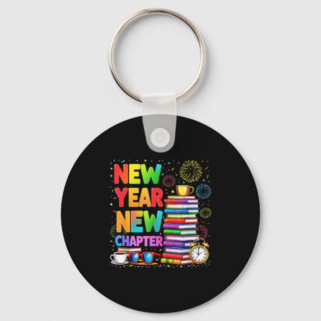 Chaveiro 2026 Bookworm Funny Happy New Year Chapter Book Lo (Frente)