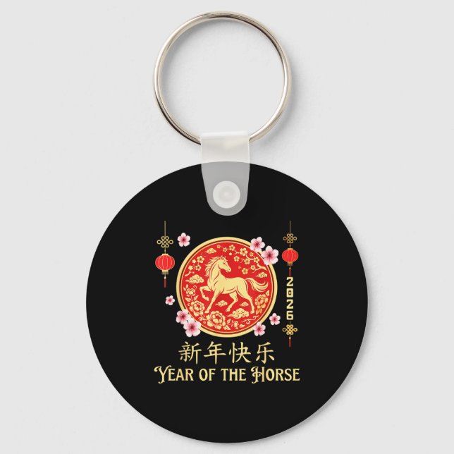 Chaveiro 2026 Year Of The Horse Lunar New Year Chinese Zodi (Frente)