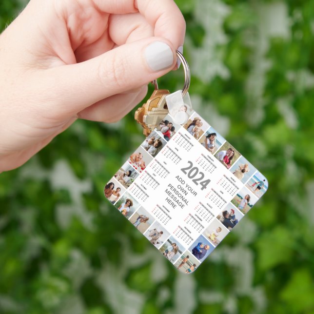 Chaveiro 20 Colagem De Fotos 2024 Anos No Calendário Geral (Mão)
