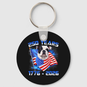 Chaveiro 250 Anos América 1776 2026 Cão Bulldog Americano