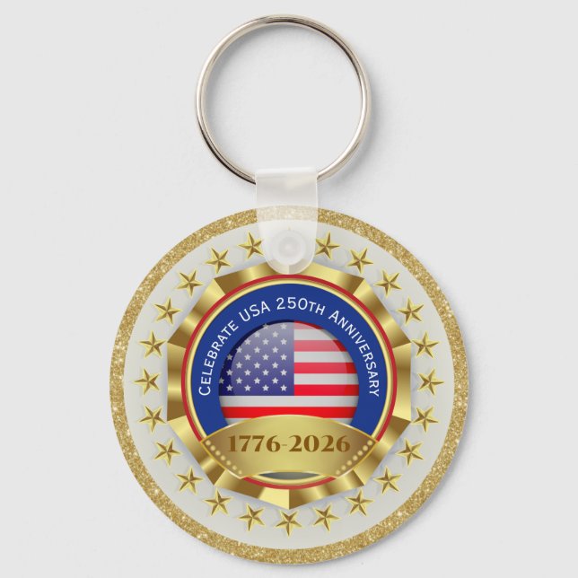 Chaveiro 250th Anniversary USA Patriotic | 1776–2026 (Frente)