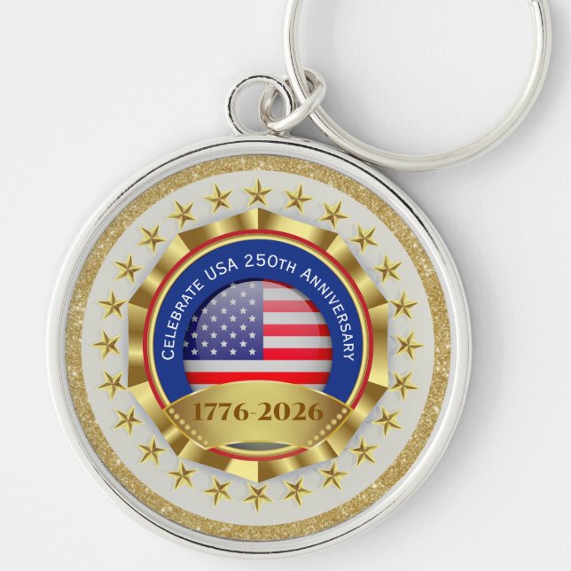 Chaveiro 250th Anniversary USA Patriotic | 1776–2026 (Frente)