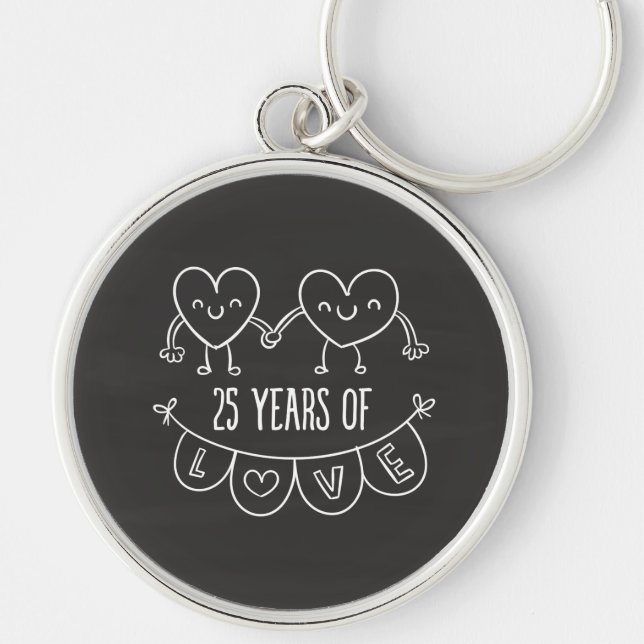 Chaveiro 25 Anniversário Gift Chalk Hearts (Frente)