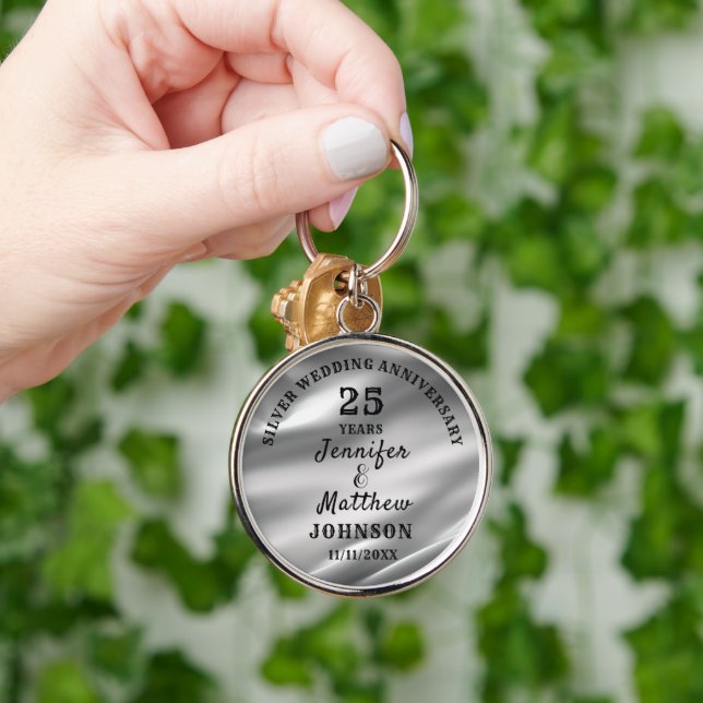 Chaveiro 25 WEDDING ANIVERSARY Silver Wedable Editável (Mão)