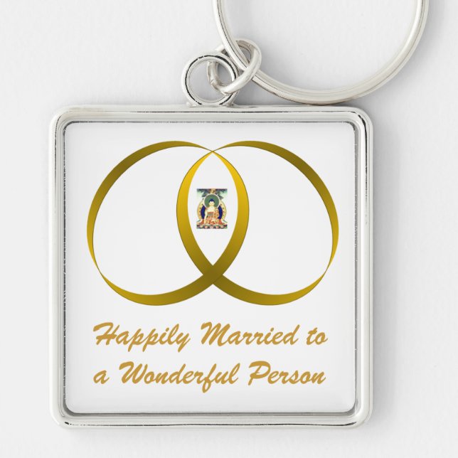 Chaveiro 2RINGS & BUDDAH, Felizmente Casado para um Maravil (Frente)