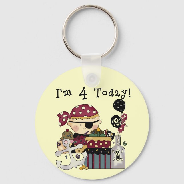 Chaveiro 4º aniversário de Camisetas e presentes piratas (Frente)