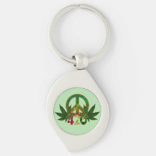 Chaveiro 4 20 Rasta Paz Erva Verde