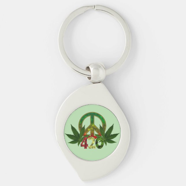 Chaveiro 4 20 Rasta Peace Weed Green (Frente)