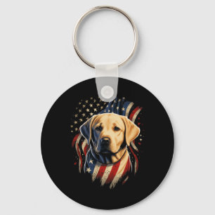 Chaveiro 4 De Julho Amarelo Labrador Americano Patriótico