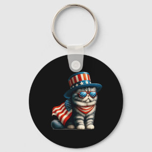 Chaveiro 4 De Julho Cat American Flag Cat Lover Meowica