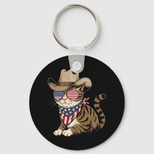 Chaveiro 4 De Julho Cat Para Cowboy Lover Usa Flag American