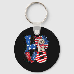 Chaveiro 4 De Julho Decor Patriótico Amor Shih Tzu Dog Usa