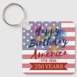 Chaveiro 4 de Julho Feliz Aniversário América EUA 250º