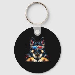 Chaveiro 4 de julho Fla German shepherd Americana Patriótic