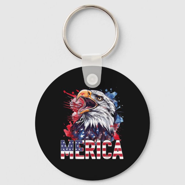 Chaveiro 4 De Julho Merica Usa Flag Bald Eagle Patriotic V (Frente)