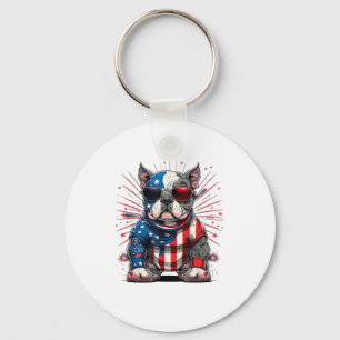 Chaveiro 4 de julho Patriótico Americano Bully Dog Bandeira