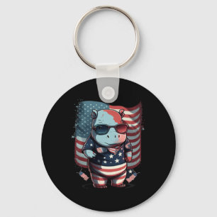 Chaveiro 4 De Julho Patriótico Hippo, Bandeira Americana